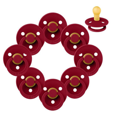 Bibs Round Colour Pacifier - bundle - 8 pcs. - sz. 1 - Ruby 