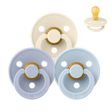 Bibs Round Colour Pacifier - bundle - 3 pcs. - sz. 1 - Soft and Clear 