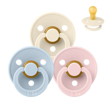 Bibs Round Colour Pacifier - bundle - 3 pcs. - sz. 1 - The Babyshower Collection 