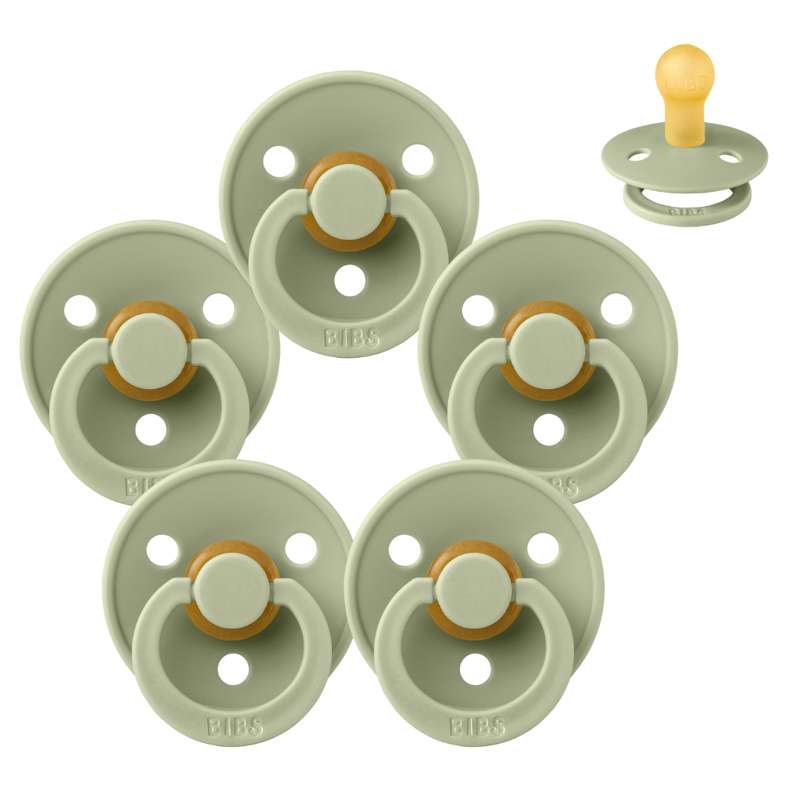 Bibs Round Colour Pacifier - bundle - 5 pcs. - sz. 1 - Sage 