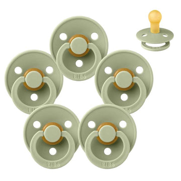 Bibs Round Colour Pacifier - bundle - 5 pcs. - sz. 1 - Sage 