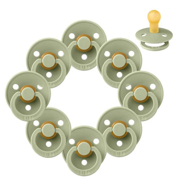 Bibs Round Colour Pacifier - bundle - 8 pcs. - sz. 1 - Sage 