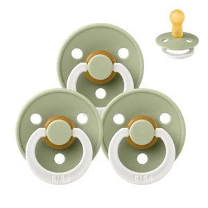 BIBS Round Colour Pacifier - Multipack - 3 pcs. - Size 2 - GLOW - Sage