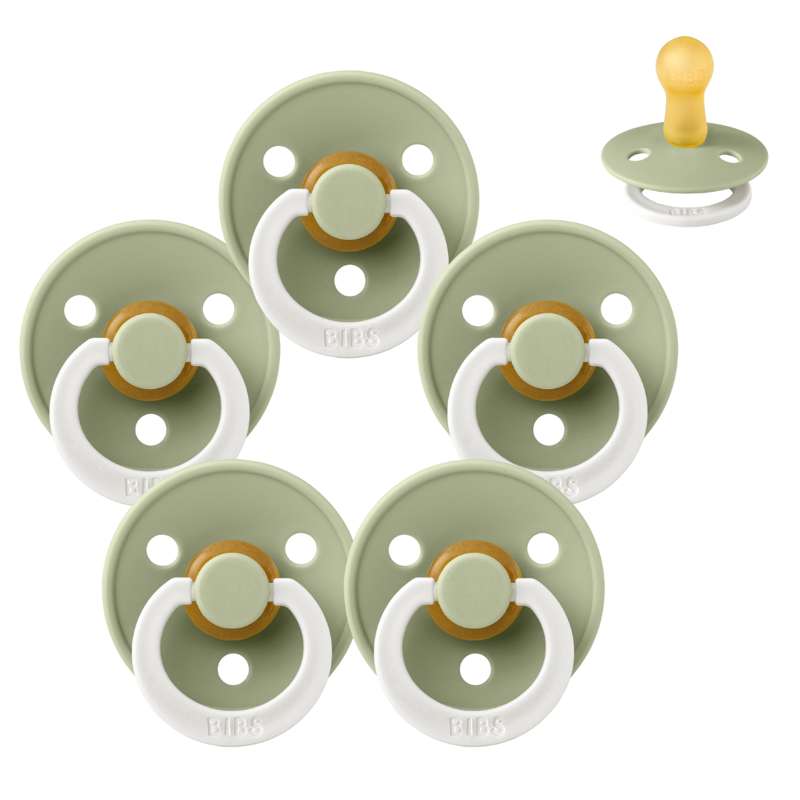 Bibs Кръгъл Colour Биберон - bundle - 5 бр. - р-р 2 - GLOW - Салвия 