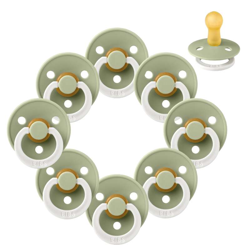 Bibs Кръгъл Colour Биберон - bundle - 8 бр. - р-р 2 - GLOW - Салвия 