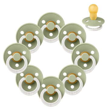 Bibs Ronde Colour Fopspeen - bundle - 8 stuks - mt. 3 - GLOW - Salie 