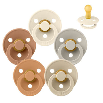 Bibs Στρογγυλή Colour Πιπίλα - bundle - 5 τμχ. - μεγ. 2 - Μαλακό και Γήινο 