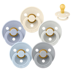 Bibs Round Colour Pacifier - bundle - 5 pcs. - sz. 1 - Soft and Clear 