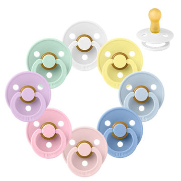 Bibs Round Colour Pacifier - bundle - 8 pcs. - sz. 1 - Spring Break 