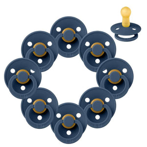 BIBS Round Colour Pacifier - Multipack - 8 pcs. - Size 2 - Steel Blue