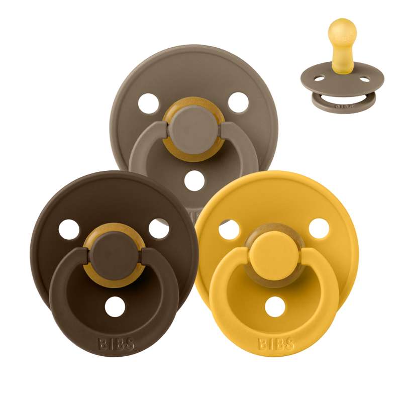 Bibs Round Colour Pacifier - bundle - 3 pcs. - sz. 1 - Teddy Bear 