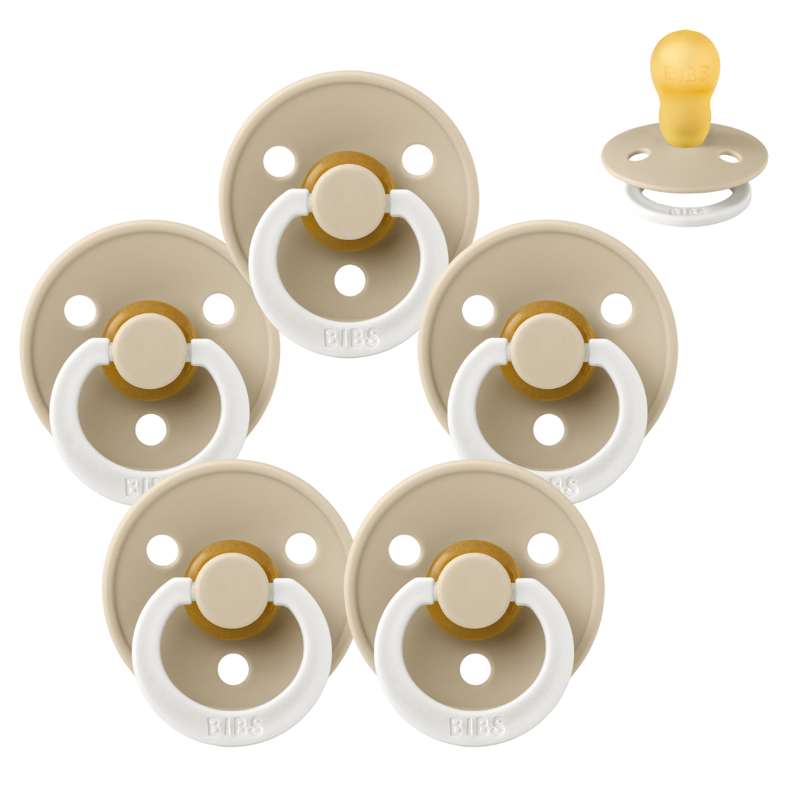 Bibs Στρογγυλή Colour Πιπίλα - bundle - 5 τεμ. - μεγ. 3 - GLOW - Βανίλια 