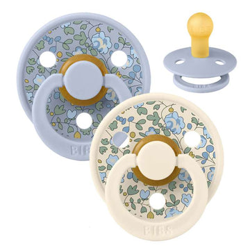 Bibs Round Colour Pacifier - 2-Pack - sz. 1 - natural rubber - Liberty - Eloise/Dusty Blue Mix 