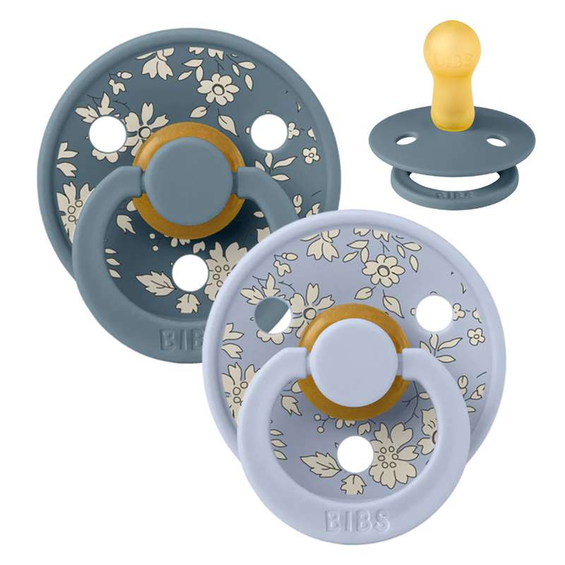 Bibs Ronde Colour Fopspeen - 2-Pak - mt. 2 - natuurrubber - Liberty - Capel/Dusty Blue Mix 