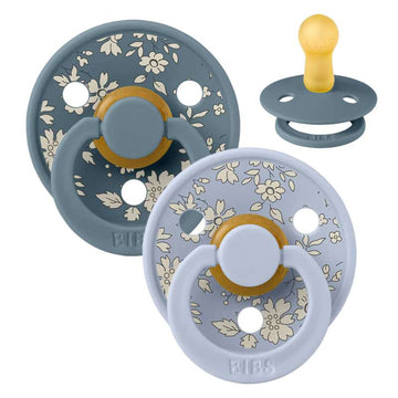 Bibs Ronde Colour Fopspeen - 2-Pak - mt. 2 - natuurrubber - Liberty - Capel/Dusty Blue Mix 