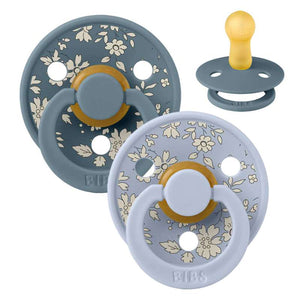 Bibs Okrogla Colour Duda - 2-Pak - št. 2 - naravna guma - Liberty - Capel/Dusty Blue Mix 