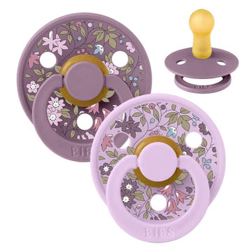 Chupete Bibs Redondo Colour - 2-Pack - t. 2 - caucho natural - Liberty - Mezcla de Camomila Césped/Cielo Violeta 
