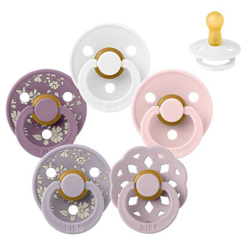 BIBS Round natural rubber Pacifier - bundle - 5 pcs. - sz. 2 - Lovely Lilacs 