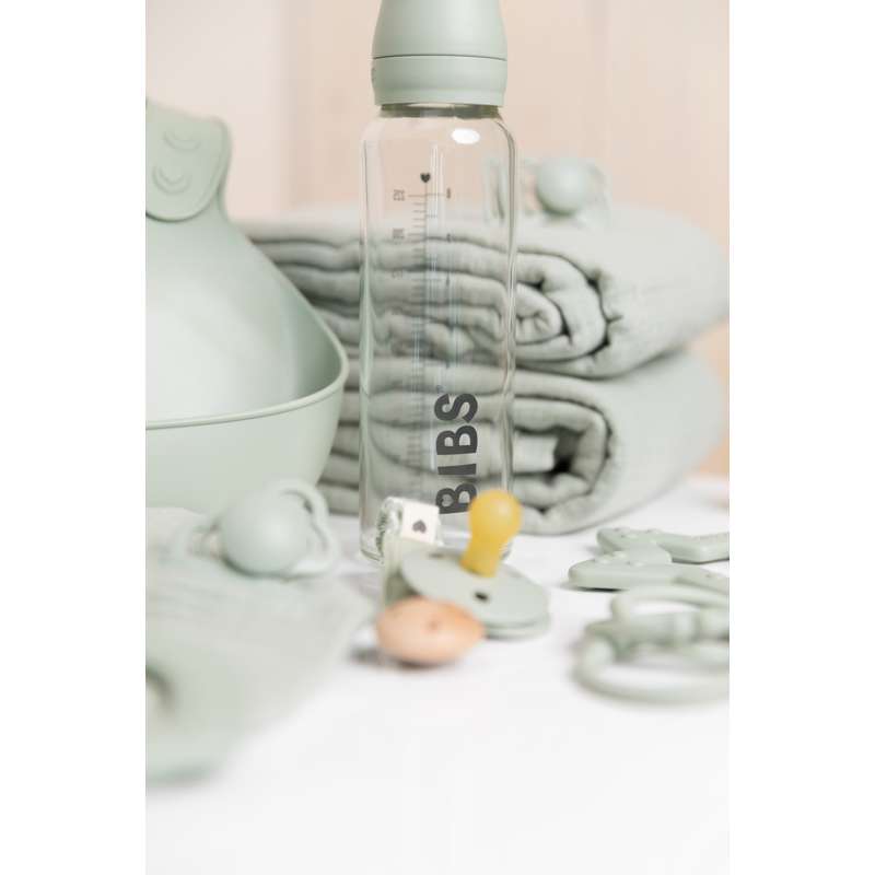 BIBS Sticlă - Set de supt - Sticlă - Latex/Rotund - 225 ml. - Salvia 