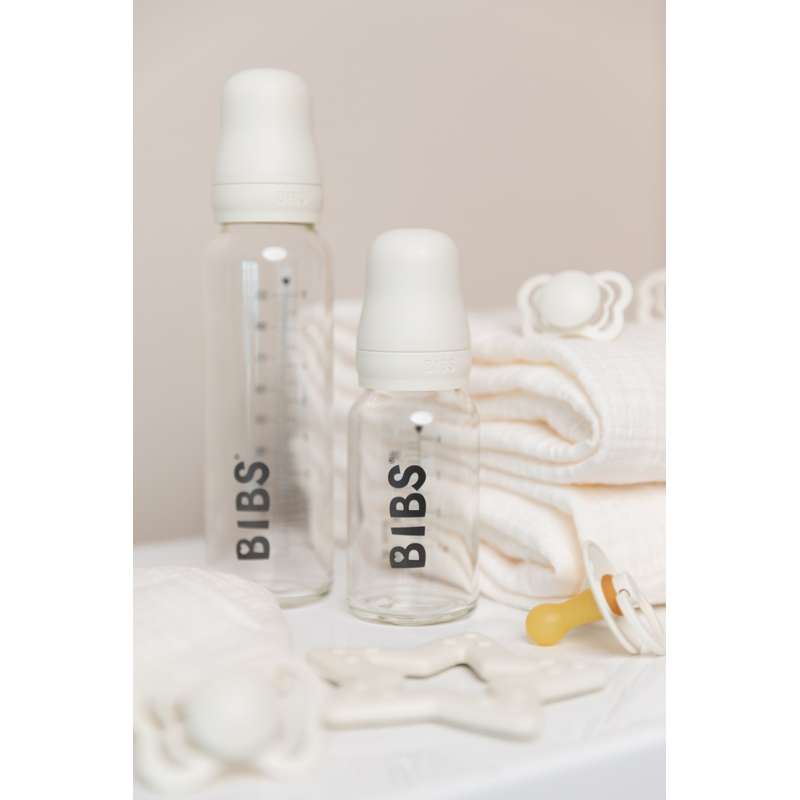 BIBS Bottle - Baby Bottle Set - Glass - Latex/Round - 110 ml. - Ivory 