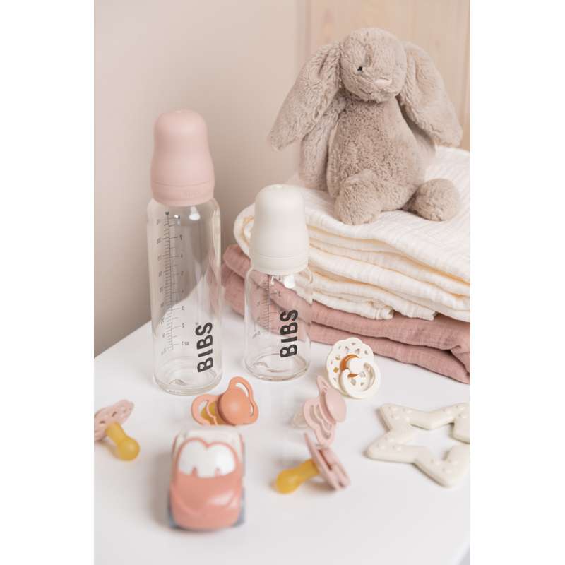 BIBS Bottle - Baby bottle set - Glass - Latex/Round - 225 ml. - Blush 