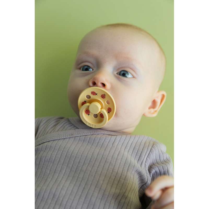 BIBS Chupete Colour redondo - Talla 1 - Caucho natural - Ladybug Studio - Pale Butter