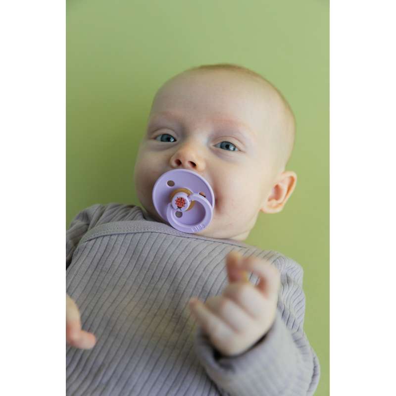Sucette BIBS ronde Colour - Taille 2 - Caoutchouc naturel - Ladybug Studio - Violet Sky