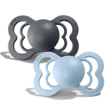 Succhietto Bibs Supreme - 2-Pak - tg. 1 - Silicone - Ferro/Blu Baby 