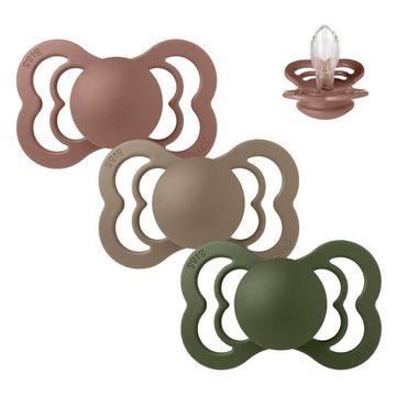 Bibs Supreme Pacifier - bundle - 3 pcs. - sz. 2 - Green and Terracotta 