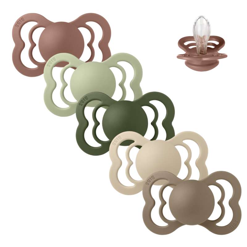Bibs Supreme Fopspeen - bundle - 5 stuks - mt. 2 - Groen en Terracotta 