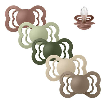 Bibs Supreme Fopspeen - bundle - 5 stuks - mt. 2 - Groen en Terracotta 