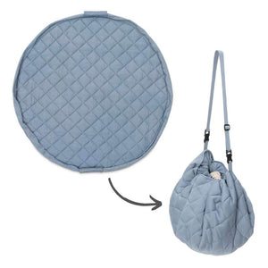 Play & Go Mehka organska - 2-v-1 shranjevalna preproga/igralna preproga - Prašnato modra 