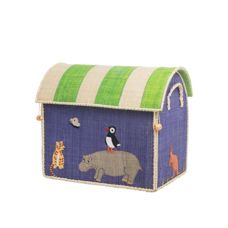 RICE Raffia Aufbewahrungshaus - Tiere - Klein 