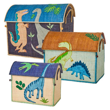 RICE Case de depozitare din rafie - Dinosaur - 3 buc. 