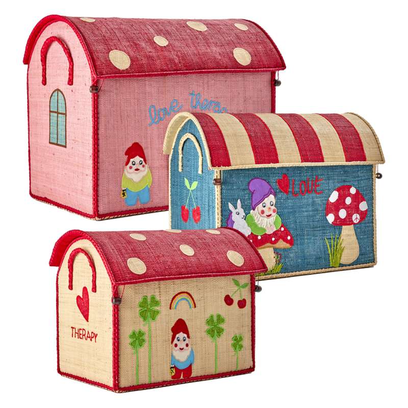 RICE Case di stoccaggio in rafia - Love Therapy - 3 pz. 