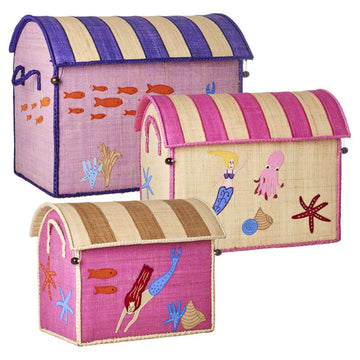 RICE Maisons de rangement en raffia - Mermaid - 3 pièces 