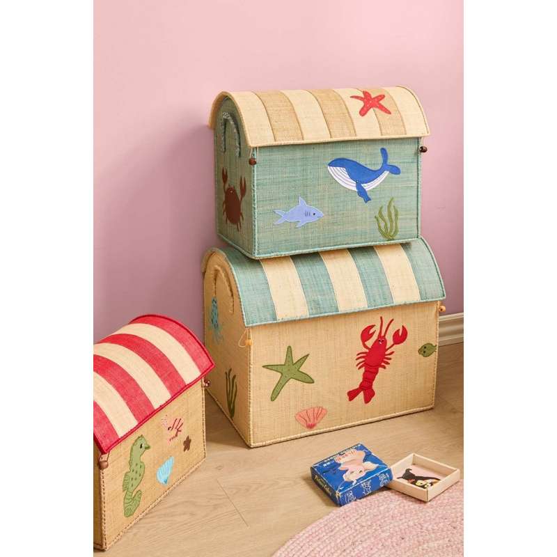 RICE Raffia Storage House - Ocean - Large 
