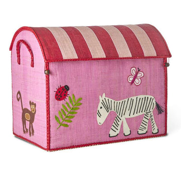 RICE Casa di stoccaggio in Raffia - Wildlife - Rosa - Grande 