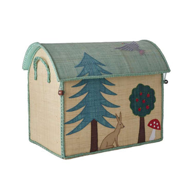 RICE Raffia Opbevaringshus - Happy Forest - Mellem