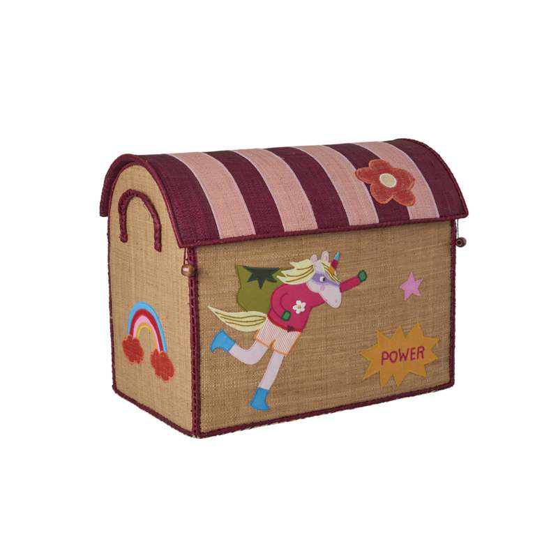 RICE Raffia Úložný dům - Hero - Růžový - Střední 