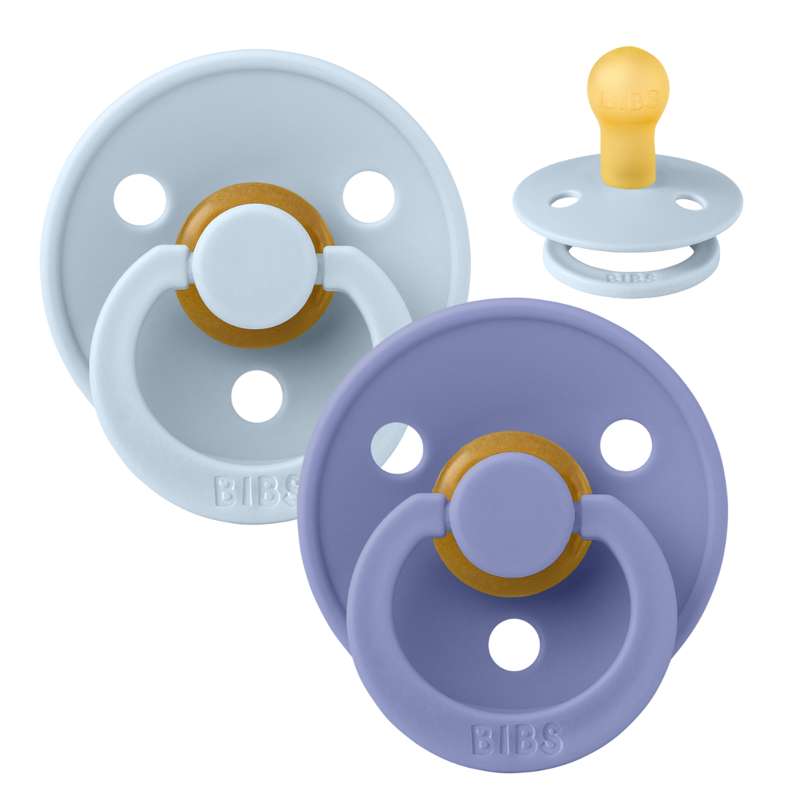 Bibs Rund Colour Schnuller - 2er-Pack - Gr. 1 - Naturkautschuk - Babyblau/Peri 