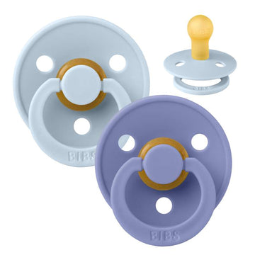 Bibs Rund Colour Schnuller - 2er-Pack - Gr. 1 - Naturkautschuk - Babyblau/Peri 