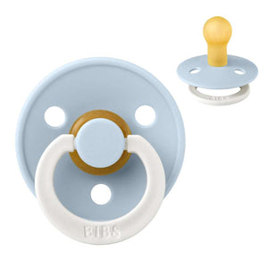 Sucette BIBS ronde Colour - Taille 1 - Caoutchouc naturel - GLOW - Baby Blue
