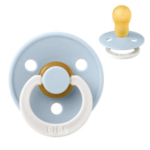 Sucette Bibs Rond Colour - t. 3 - caoutchouc naturel - GLOW - Bleu Bébé 