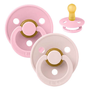 BIBS Rund Colour Sut - 2-Pak - Str. 2 - Naturgummi - Petal/Baby Pink