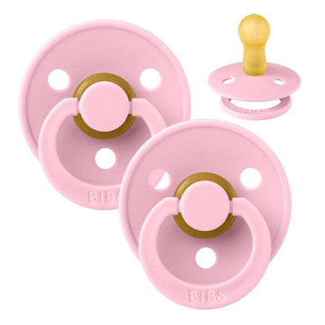 Sucette Bibs Rond Colour - 2-Pack - t. 2 - caoutchouc naturel - Rose Bébé/Rose Bébé 