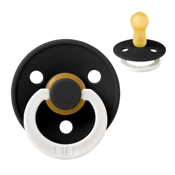 Sucette Bibs Rond Colour - t. 2 - caoutchouc naturel - GLOW - Noir 