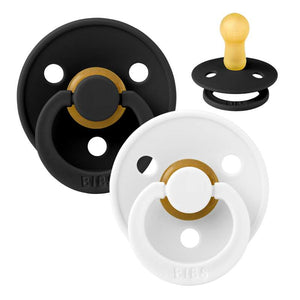 Bibs Rund Colour Schnuller - 2-Pack - Gr. 2 - Naturkautschuk - Schwarz/Weiß 