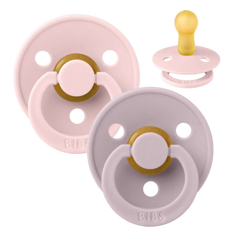 Sucette Bibs Rond Colour - 2-Pack - t. 2 - caoutchouc naturel - Fleur/Lilac Pâle 