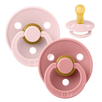 Chupeta Bibs Redonda Colour - 2-Pak - tam. 2 - borracha natural - Flor/Rosa Sujo 